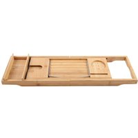 Extendable Bamboo Bath Tray with Wine Holder